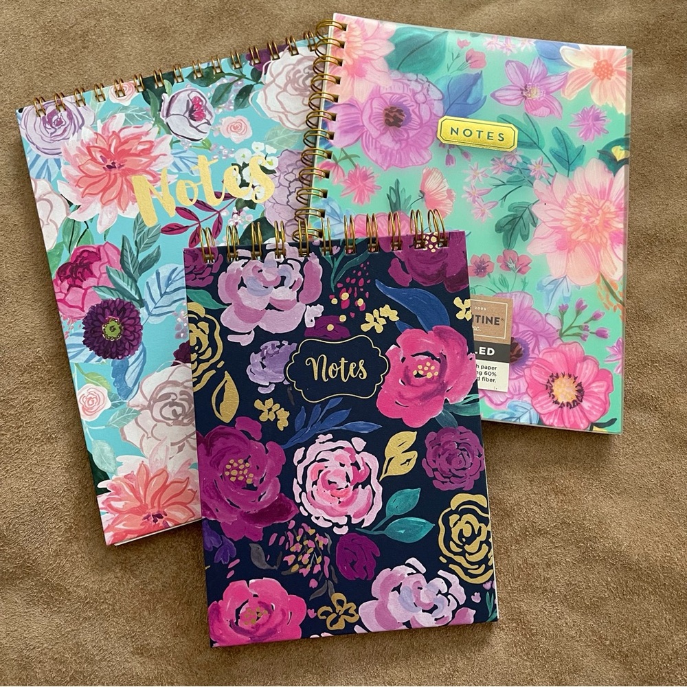 Clementine Paper Inc Floral Spiral Notebook Journal Recycled Lined Bundle of 3